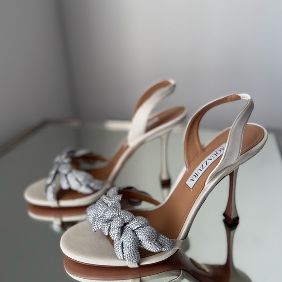 Aquazzura Galactic Flower 95 satin sandals $1,450 37.5 - Picture 14 of 14